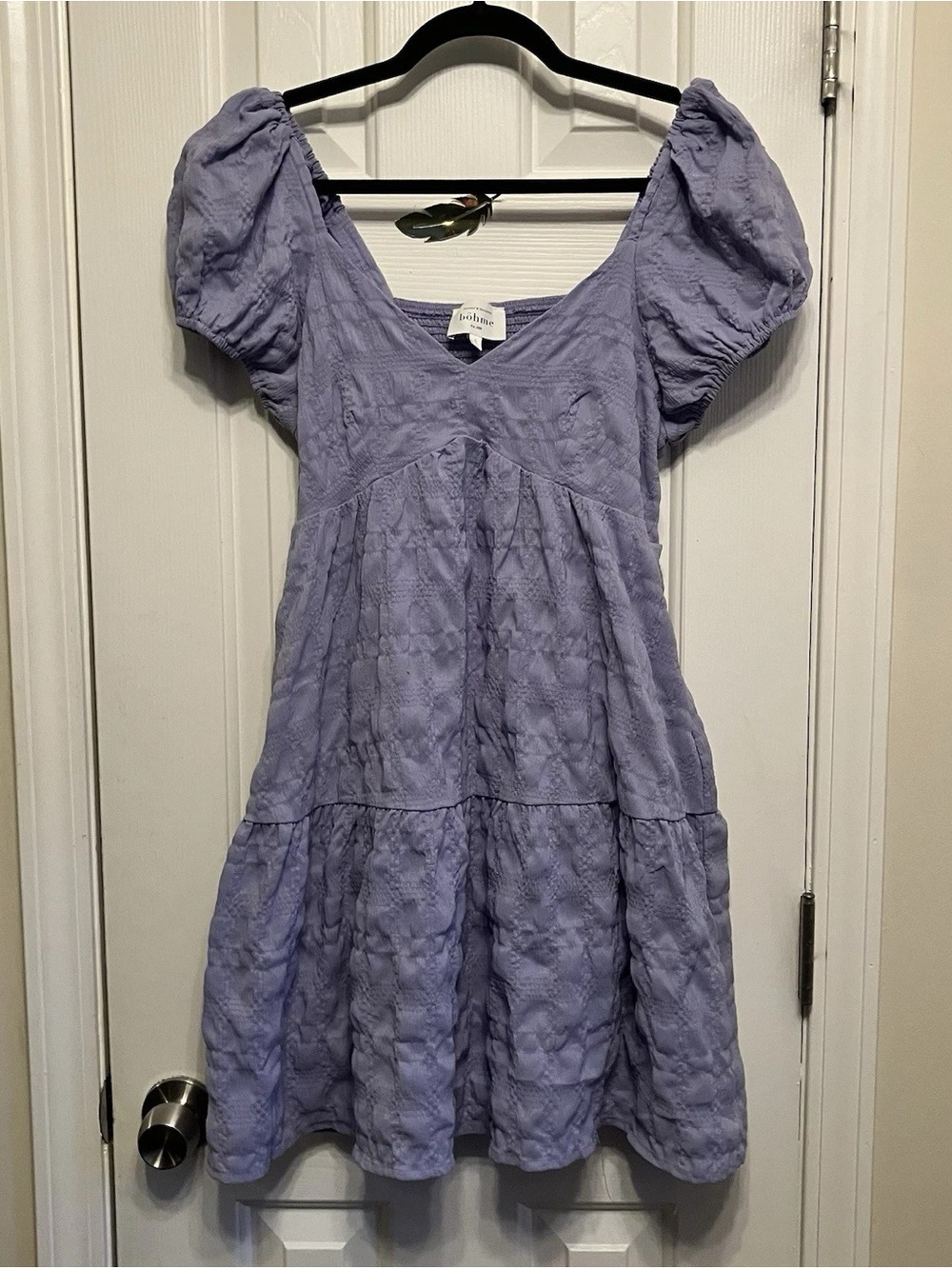 bohme Lavender Puff-Sleeve Mini Dress